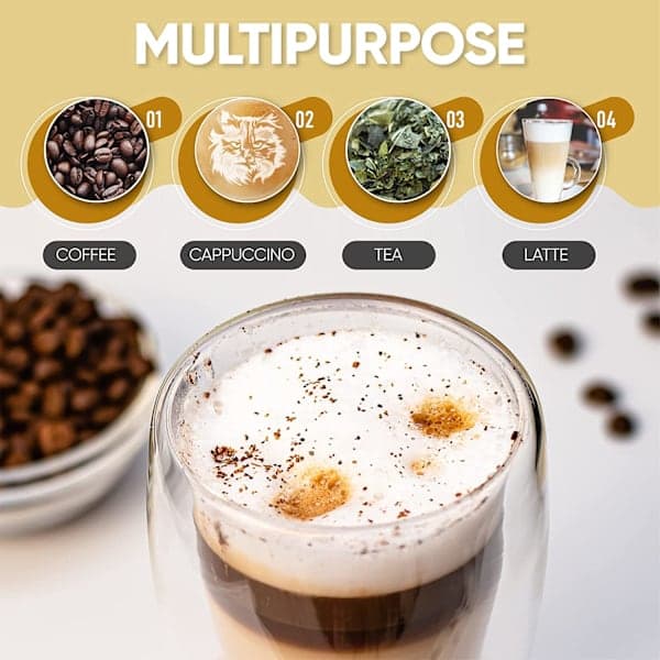 Double Wall Glass Coffee Mugs Unique Insulated Coffee Cups with Handle and Bamboo Lid (2-Pack)