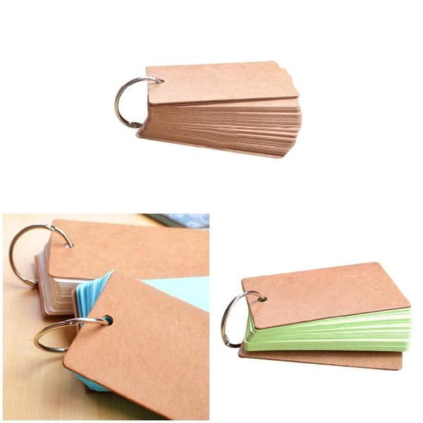 Portable Buckle Binder Notes Flash Cards Memo Pads DIY Blank Card Stationery Brown Brown