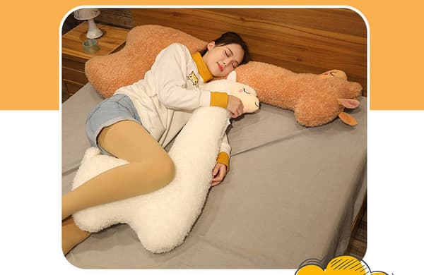 Body Pillow 75 cm, White, Giant Alpaca Plush Long Body Pillow