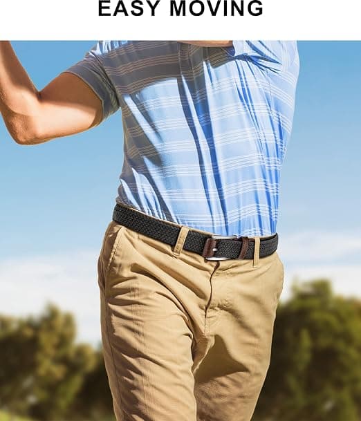 Belte for menn 2-pakning, menns elastisk flettet nettbelte for uformell golf