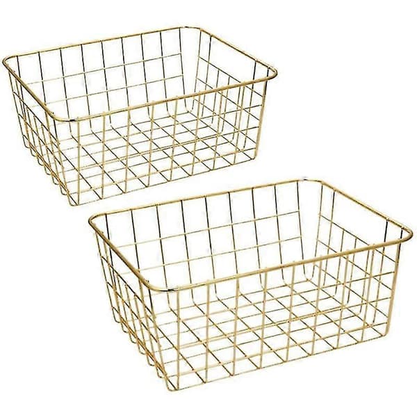 Wire Baskets, Gold 2-pack Wire Basket, Storage Organizing Craft Decor Kitchen (gold)