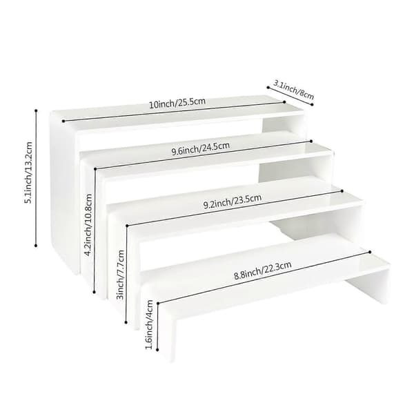 4x Akryl Display Riser Showcase Buffet Riser for Samlinger Parfyme Ringer