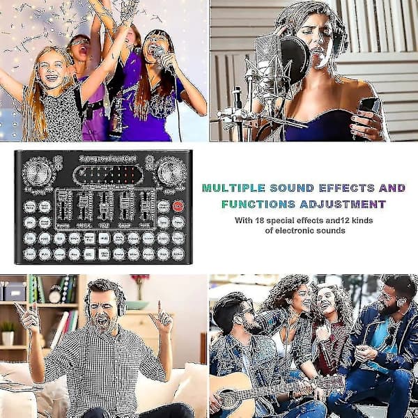 F007 Sound Card, for Streaming CE and USB Microphone Audio Mixer, Music Recording on Mobile Computer for Podcast