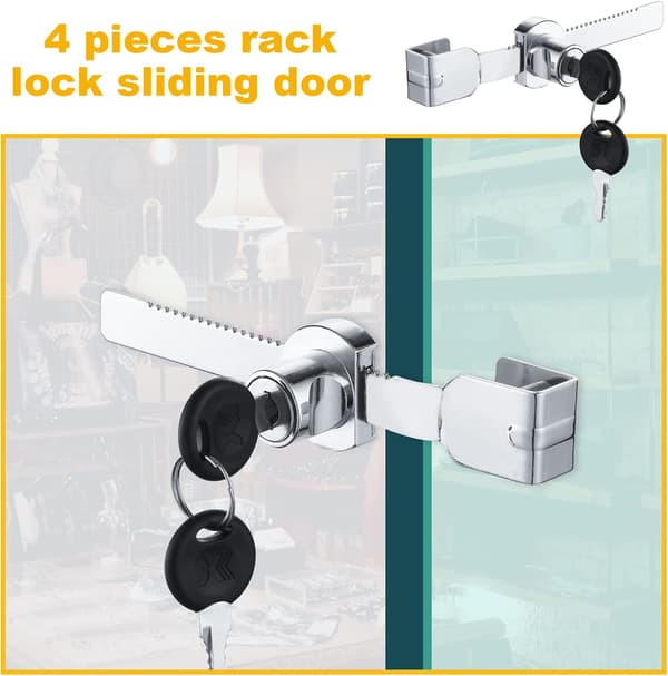 4 Pieces Sliding Glass Door Locks, Display Case Locks, Terrarium Locks, G
