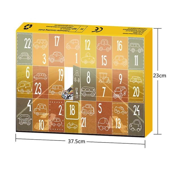 24-dagars adventskalender med minibilar – blindbox för barns julklappar