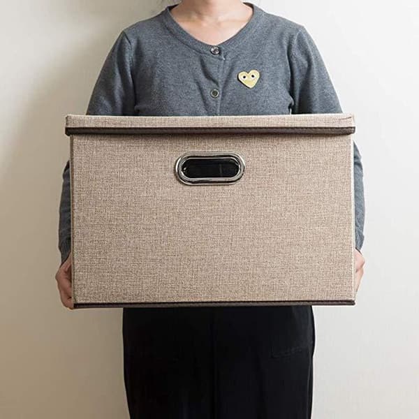 Large Foldable Storage Box with Lid Fabric Foldable Storage Box Storage Box with Lid Basket Basket Bedroom -Dress Office Nursery Square