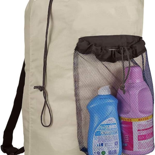 Laundry backpack with shoulder straps and mesh pocket, made of nylon KLB