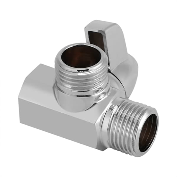 3-Way Brass Chrome Diverter G1/2\" T-shaped Adapter Valve for Shower Arm Mounting