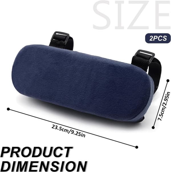 2 stk avtakbare armlensputer 23,5*7,5*3 cm, blå - polyester, for kontor-, bil-, spillestoler
