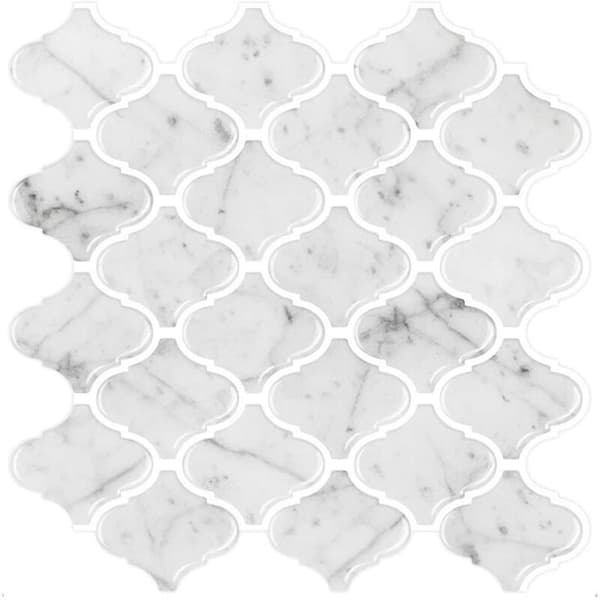 Imitation Marble Pattern Tile Sticker for Kitchen or Bathroom, Removable Backsplash 3D Wall Tile 5 Piece Series