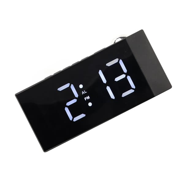 Projection Digital Alarm Clock 180 Degree Rotation Adjustable Brightness USB Charging LED Alarm Clock for Office Bedroom White Light