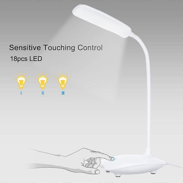 LED Desk Lamp Ultralight 360 Flexible Rotatable Touch Control 3-Step Dimmable USB Charging Eye-Caring Table Lamp for Reading