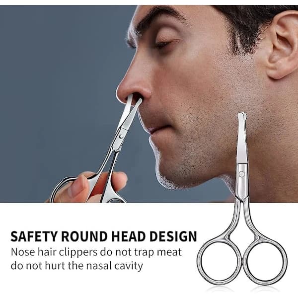 Nose Hair Scissors, Stainless Steel, Small Scissors with Round Tip Design, Does Not Harm the Nasal Cavity