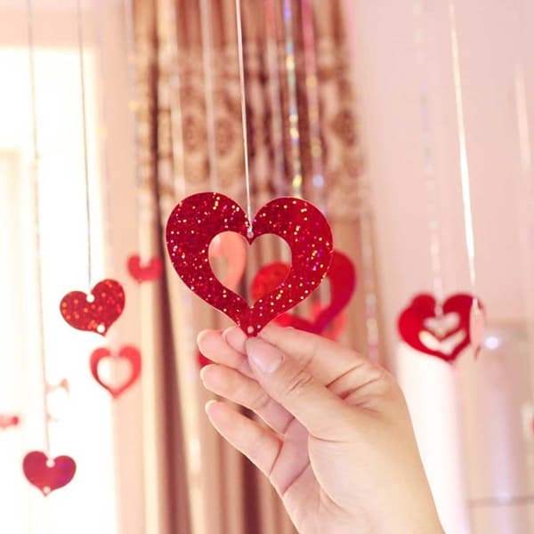 Sydänhileverho Metallinen Punainen