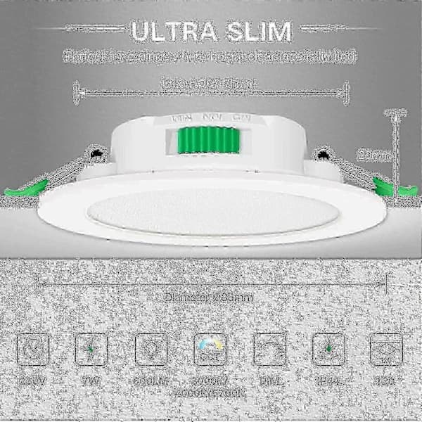 12 pcs 7W White LED Downlight Recessed Ceiling Lights Slim Spot Light