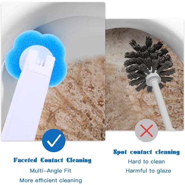 Toilet Brush Set (Includes 18 Replacement Heads), 360-Degree Deep Cleaning, with Wall-Mounted Holder, White