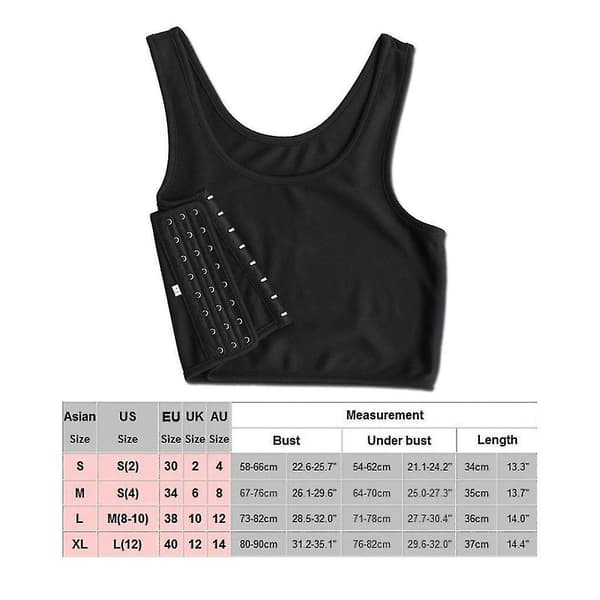 Åndbar trådløs brystbindende tanktop til kvinder S sort
