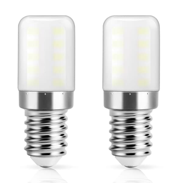 E14 LED Refrigerator Bulb, Cool White 6000K, 2W Replaces 30W Halogen Refrigerator Bulb, 300lm, Small Screw Base LED Bulb, 2 Units