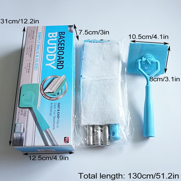 Baseboard Cleaning Tool with Handle Bendable Mop with 2 Cleaning Pads Adjustable Detachable Cleaning Tool for Bathroom Blue Blue