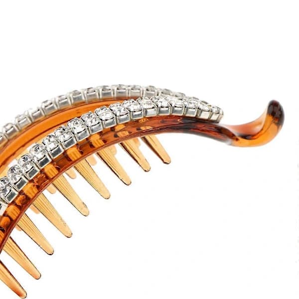 Sæt med 2 elegante bananhårklemmer – hule krystalhåraccessories til damefester