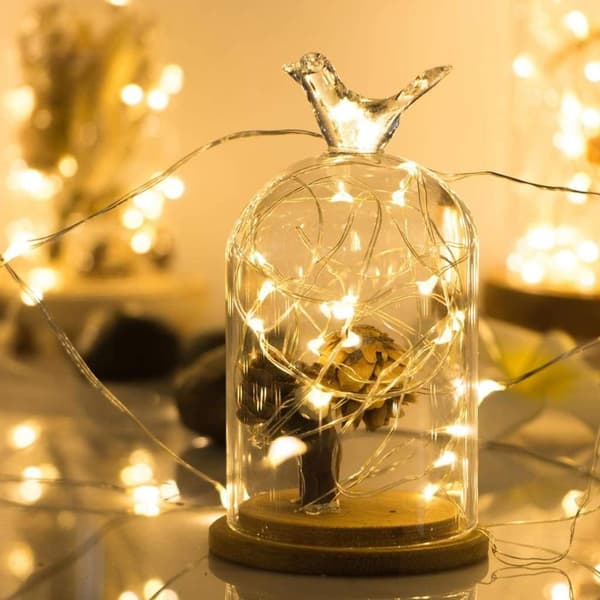 Warm White LED String Lights Dimmable \"Silver Wire\", 10M 100 LED Stars KLB