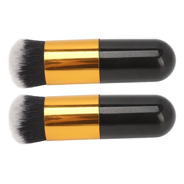 2 stk Chubby Makeupbørste Bærbar Blød Syntetisk Chubby Kosmetisk Børste Sort Guld