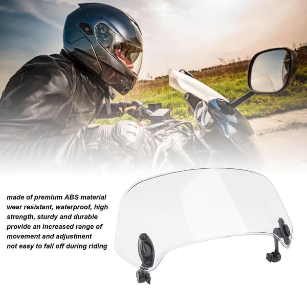 Adjustable Clip-On Motorcycle Windshield Deflector - Universal Transparent Windshield for Motorcycle