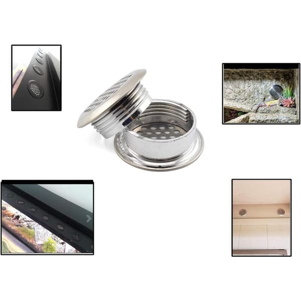 Sæt med 10 runde ventilationsgitre til sofaer, 42 mm, i rustfrit stål, bikagemønster, mesh-huller, øje til garderobe, køkken, badeværelse