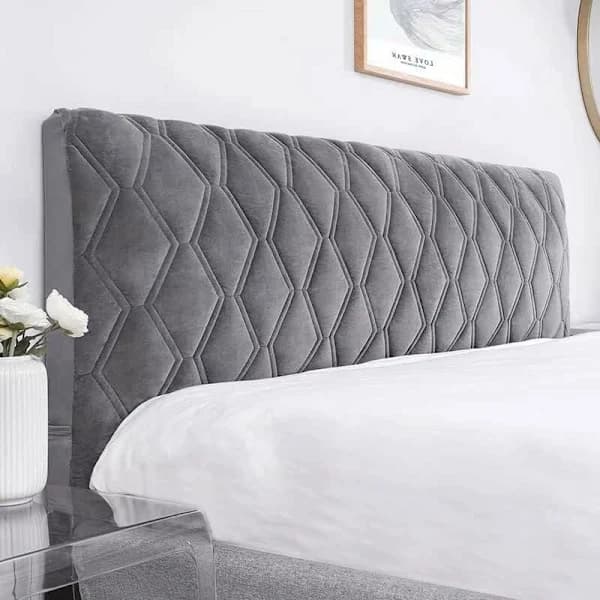 Headboard Cover, Bed Protector with Stretch Side, Washable Dustproof Cover (Color: Dark Grey, Size: 160 cm)