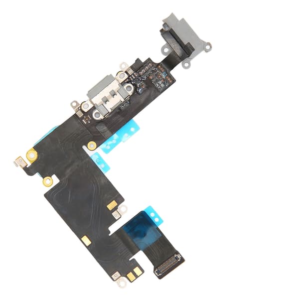 Telefonladeport Flexkabel med hodetelefonport Mikrofonfunksjon for iPhone 6 Plus Grå