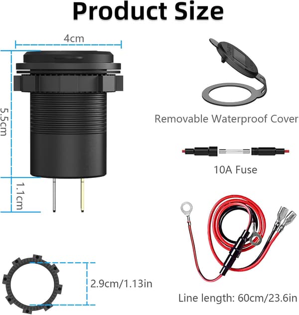 USB-C Billaderuttak, 12V/24V PD&QC 3.0 Biluttak med L DXGHC