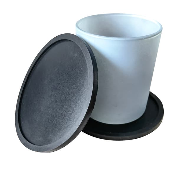 Sæt med 8 sorte silikone coasters 10 cm - runde til et pint ølglas