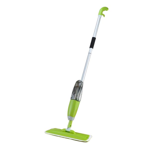 Moppe til kost med spray - 360° roterende moppe - 600 ml genopfyldelig tank, genanvendelige puder, 1 skraber