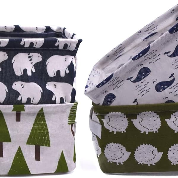 Mutsitaz 4-pack tygförvaringskorg organizer med handtag, hopfällbar KLB