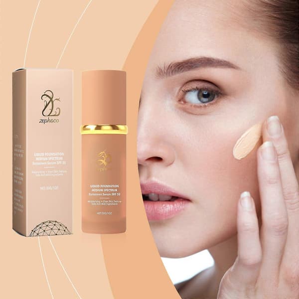 zephoco Moisturizing Protective Liquid Foundation, Lightweight Hydrating Light Matte Clear Long-lasting Makeup