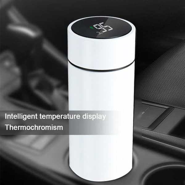 Vannflaske med LED-temperaturdisplay - Hvit KLB