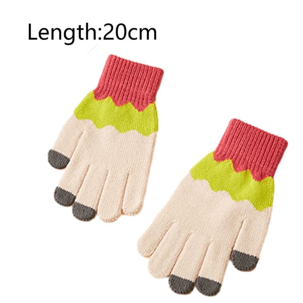 Dam vinter pekskärm ull magiska handskar varma stickade fleece beige KLB