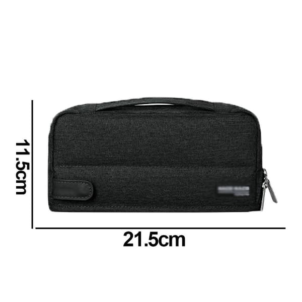 Pencil case gray, waterproof pen holder in black canvas KLB