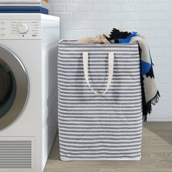 Laundry Basket 72L Foldable Waterproof Fabric with Large Capacity Grey, 40x30x60cm