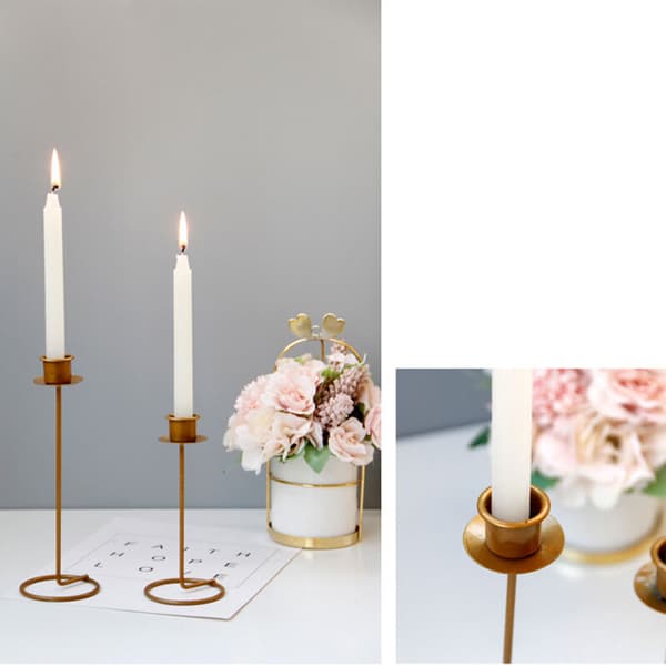 2-pack heminredning guld metall ljusstake mörk guld lyx järn ljusstake