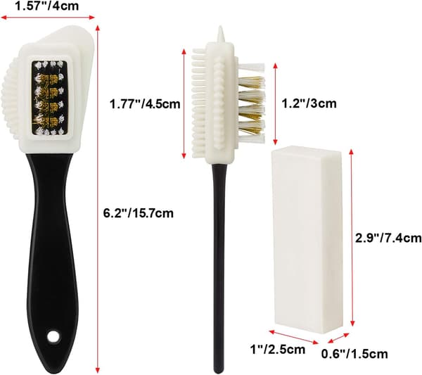 2 Set Suede & Nubuck Brushes 2-Piece 4-Way Brush + 4 Erasers