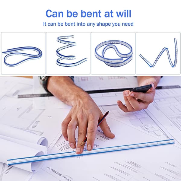 Flexible ruler, 50 cm PVC ruler, clear flexible bendable curve ruler