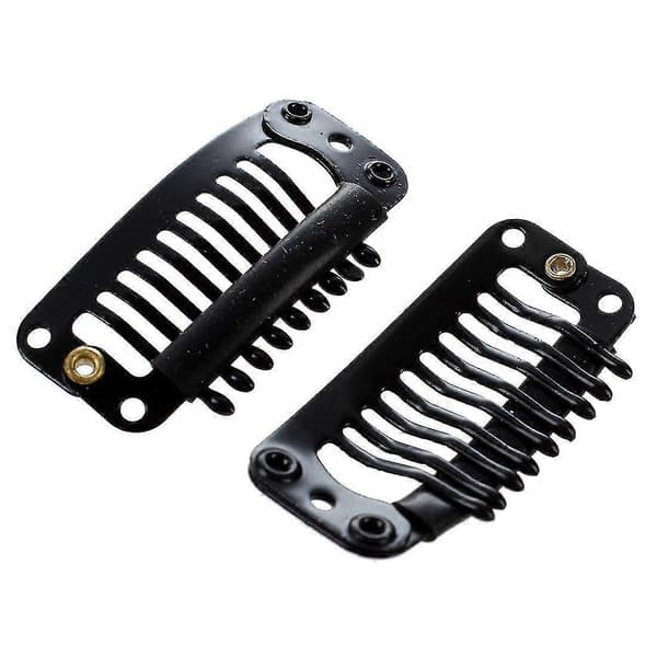 20 stk Sorte Ni-tands Snap-clips til Hårforlængelse, DIY-brug (sort) 32mm L