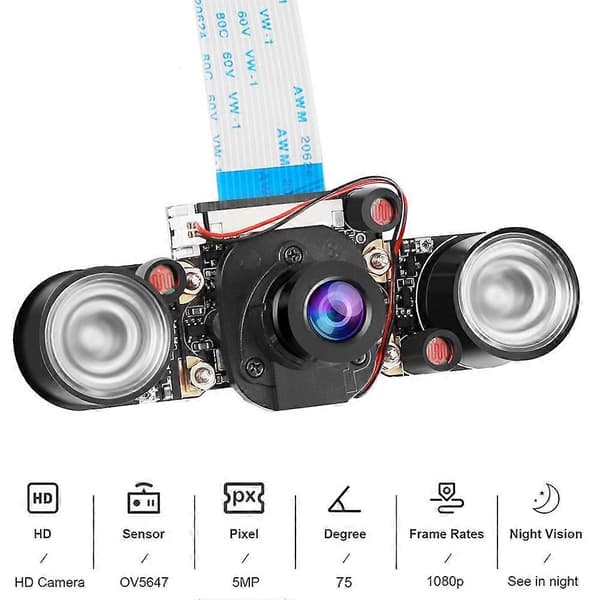 for 4B Camera with Holder and Cable IR Camera Module 5MP OV5647 Webcam Automatic Switching Between