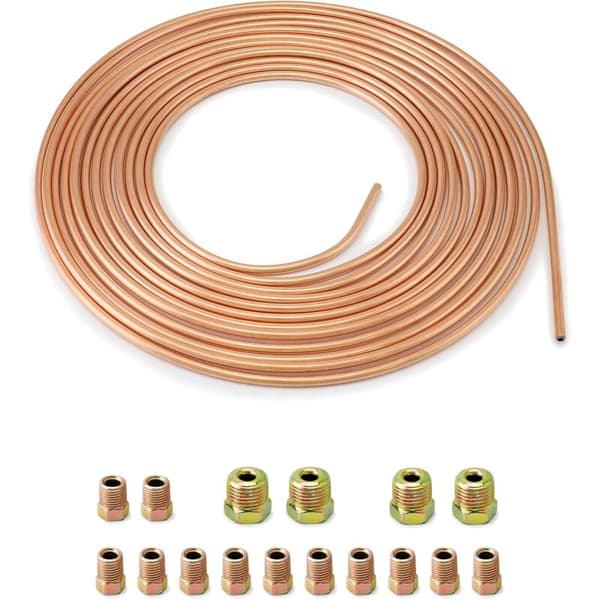 7,6 m Bromsrör av Koppar, Bromsrör, OD 4,76 mm, ID 3,3 mm med 16 Muttrar