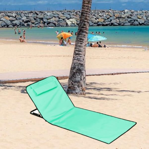 Beach mattress with backrest, foldable garden chair, foldable beach mat, easy to assemble/Grass Green Grass Green