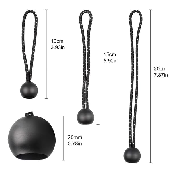 10 Pieces Rubber Straps with Ball, 3 pcs x 10 cm + 4 pcs x 15 cm DXGHC