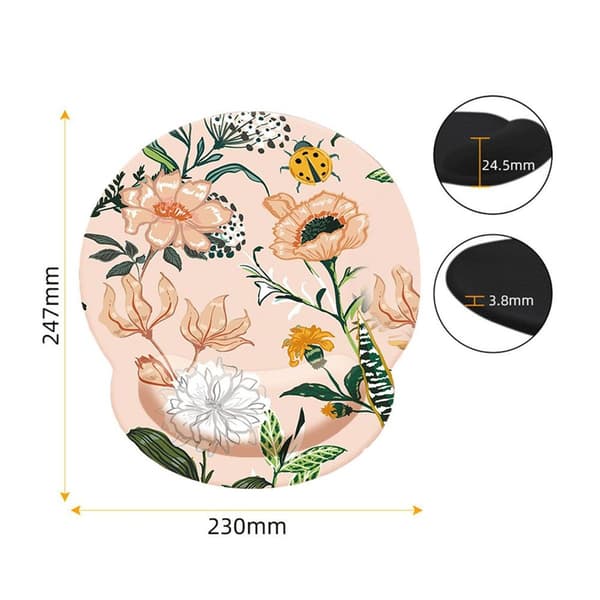 Floral Mouse Pad with Wrist Rest, Rubber Bottom, Slow Style2