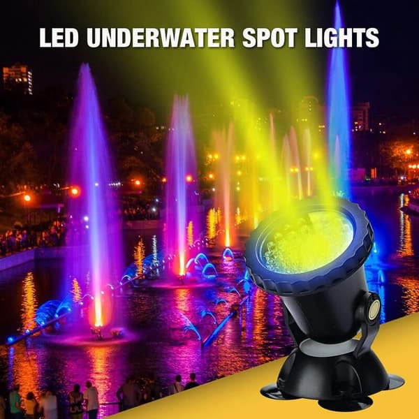 RGB Aquarium Spotlight, IP68 Waterproof LED Lamp with Remote Control, Adjustable Angle for Aquarium, Pond, Pool - 1 Pack (Energy Class A)