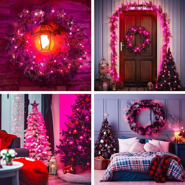 Christmas Lights, LED String Lights, 10M 100 LED Stars, 8 Modes (Pink Light)